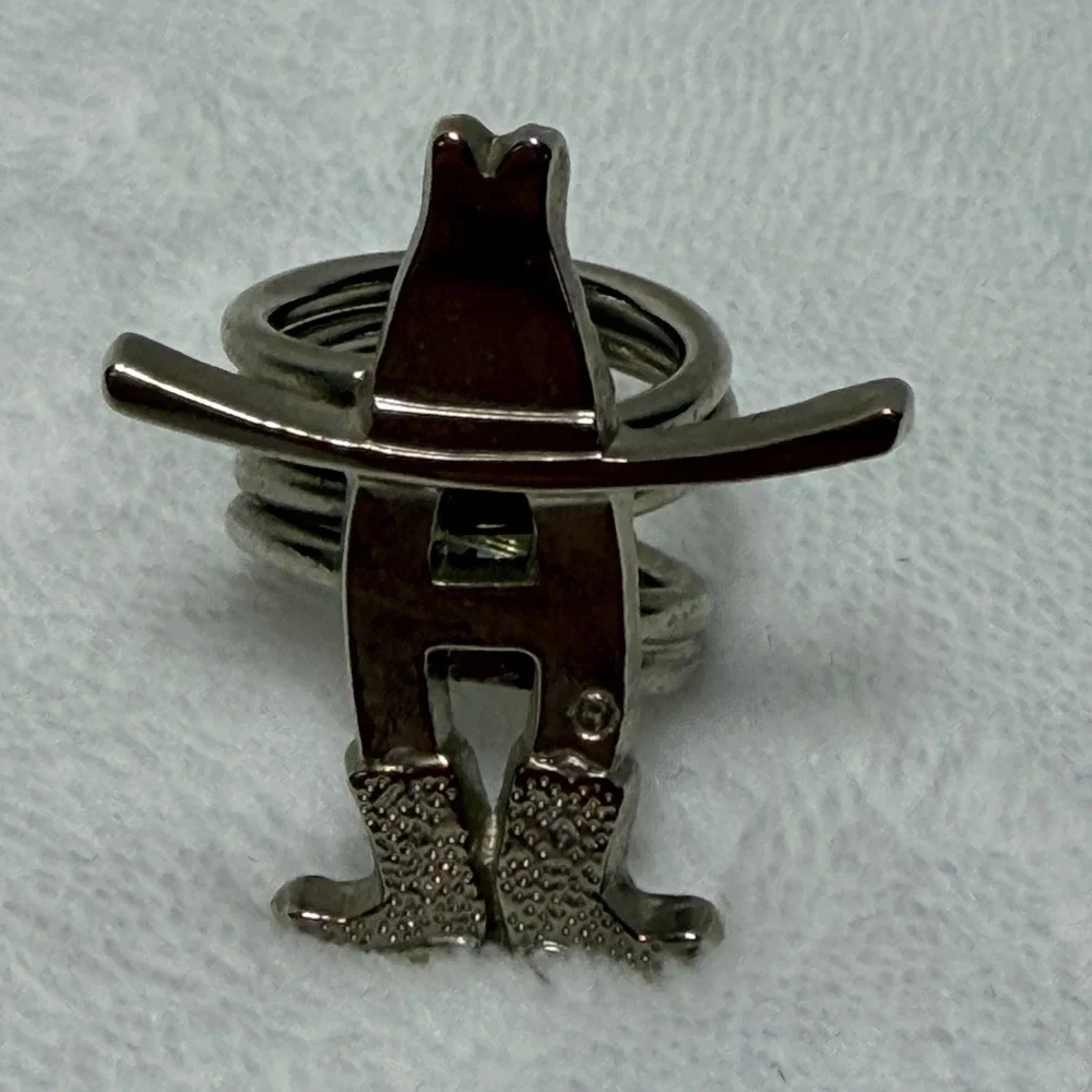 Silver Tone Houston Rodeo Girl's Cowboy Hat & Boots‎ Western Novelty Ring Size 4